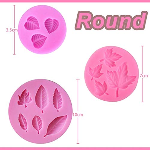 Reusable Fondant Silicone Mold Leaves Silicone Molds Set Mini Maple Leaf Rose Shaped DIY Handmade Baking Tools (5pack)