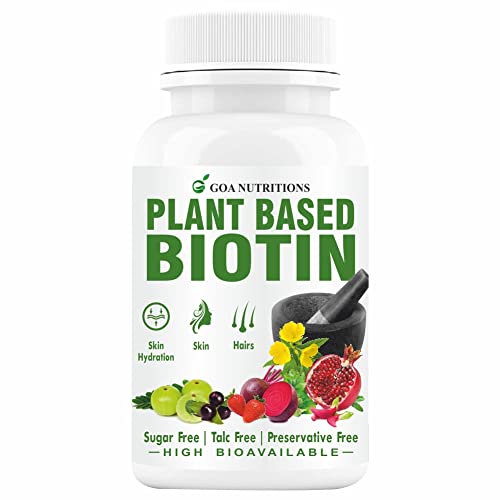 GOA NUTRITIONS Biotin Tablets For Hair Growth Supplements With 10000mcg Plant Based Powder, Vitamin r Fall For Women Men-60 Tablet (No Capsules Pack1)