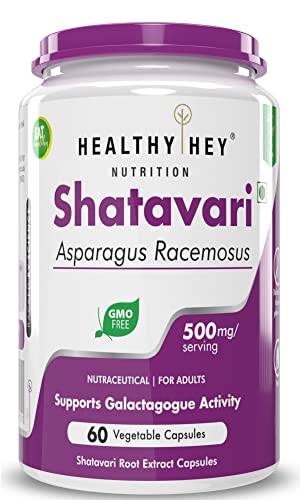 HealthyHey Nutrition Shatavari (Asparagus Racemosus) - Supports Galactagogue Activity - 500mg - 60 Vegetable Capsules
