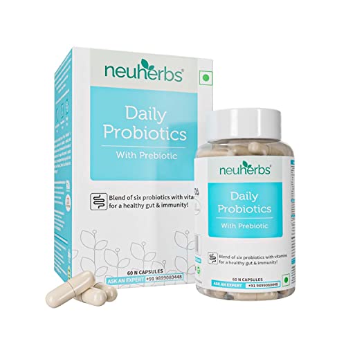 Neuherbs Daily Probiotics with added Vitamin C, E & Selenium - 60 Capsules for Women & Men