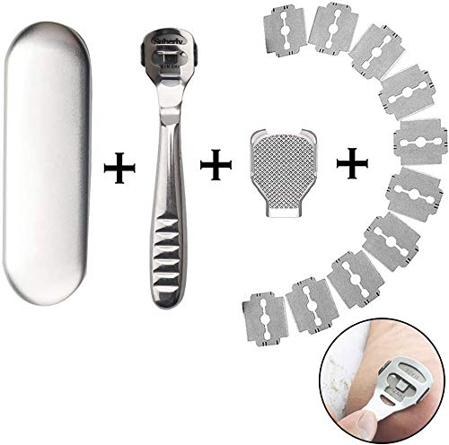 Beauté Secrets Callus remover for feet, Hard Skin Remover Stainless Steel Handle 10 Blades, Silver