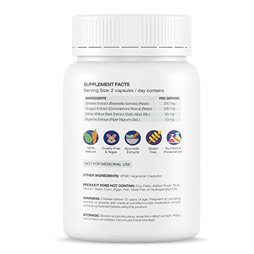 Foresta Organics Joint Health - Natural Joints and Bones Support Supplement | Ayurvedic Natural Extracts Of Boswellia, Guggul, White Willow Bark