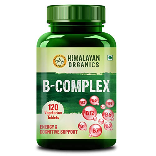 Himalayan Organics Vitamin B Complex with 100% RDA B1, B2, B3, B5, B6, B7, B9 & B12 | Hair Growth, Energy & Immunity | Youthful Skin - 120 Veg Tablets