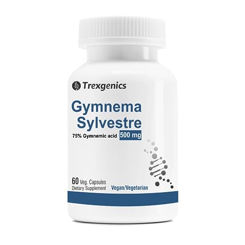 Trexgenics® GYMNEMA (Bioactive 75% gymnemic acids) 500mg Sylvestre Glycemic/Sugar, Pancreatic Health Support (60 Vcaps) (1)