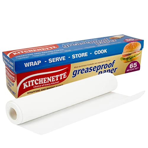 Kitchenette Food Wrapping Paper - 65 Meter | Family Pack | Food Grade and Unprinted Paper | Coreless Roll | Microwave Safe |AKA - Butter Paper|