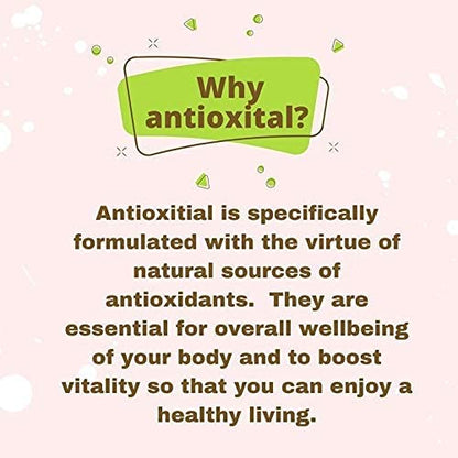 Hiral Health's Antioxital tablets: Antioxidant Supplement for Natural Detox & Energy Booster - Reviton by Expert - Spirulina, Curcumin Lycopene & more