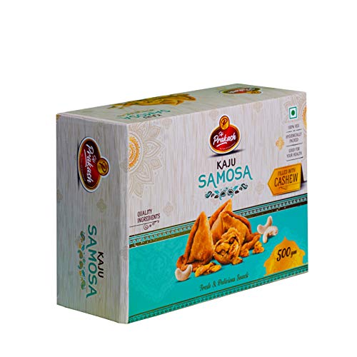 Prakash's Pure & Healthy Kaju Samosa 500 gm | Cashews | Tea Time Snacks | Crispy | Namkeen | Ready to eat | Occassion | Festival | Preservatives Free