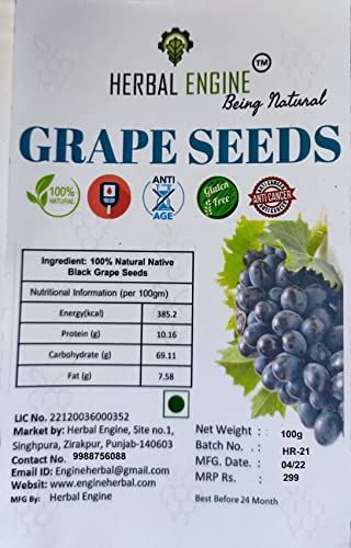 Herbal Engine Grape Seeds (Certified BlackBlue GrapeSeed) 100gm