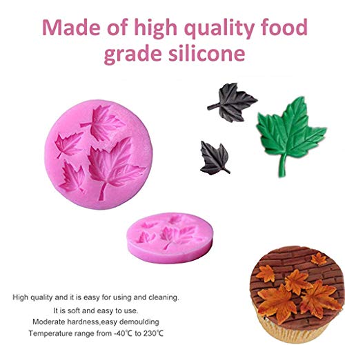 Reusable Fondant Silicone Mold Leaves Silicone Molds Set Mini Maple Leaf Rose Shaped DIY Handmade Baking Tools (5pack)