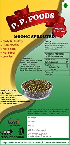 P P Foods Roasted Moong Sprouted 800 gram [Pack of 4, 200gm Each]