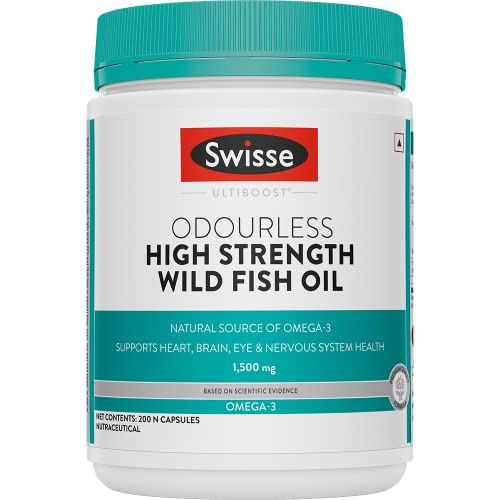 Swisse Fish Oil with 1500mg Omega 3 (Highest Concentrate In Single Capsule) Manufactured In Australi Formula - (200 Capsules, One Capsule Per Serving)