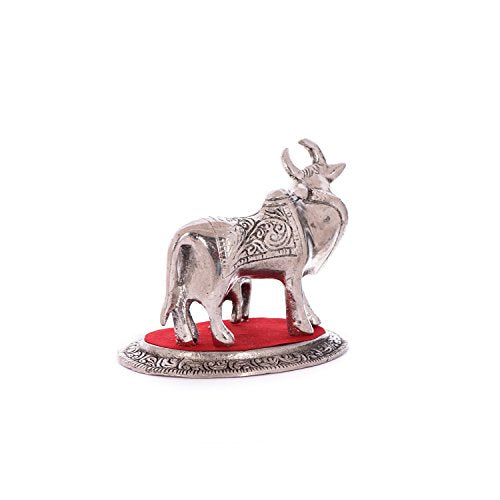 eCraftIndia White Metal Cow and Calf