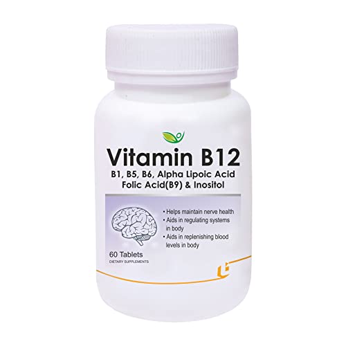 Biotrex Nutraceuticals Vitamin B12 With B1, B5, B6, B9(Folic Acid), Alpha Lipoic Acid ALA & Inositolnts | Energy Management | Antioxidant | 60 Tablets