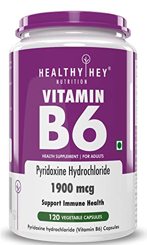 HealthyHey Nutrition Vitamin B6 Pyridoxine 1900mcg - 120 Veg. Capsules