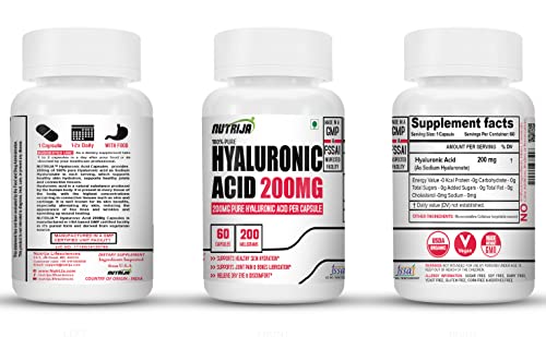 NutriJa Hyaluronic Acid 200mg Double strength | Promotes healthy Skin (120 Capsules)