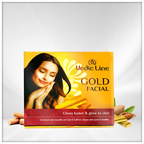 Vedicline Gold Ojas Facial Kit (Sachet Kits) for All Skin Types, Instant Glow (Cleanser, Scrub, Massage Cream, Gel, Pack, Serum, 490ml