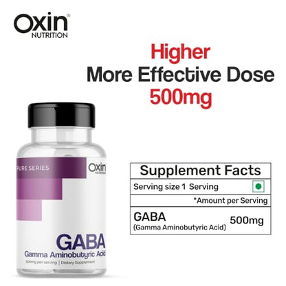 Oxin Nutrition GABA Gamma aminobutyric acid 500 mg Pure Series (90 Capsules)