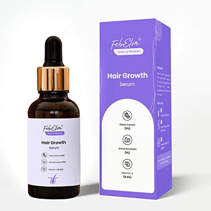 FEBELVN Onion Hair Serum For Hair Growth, Reduces Hair Fall,Thinning Hair and | Enhance Volume & Boomond Oil, Brahmi Extract | Both Men & Women - 30ML