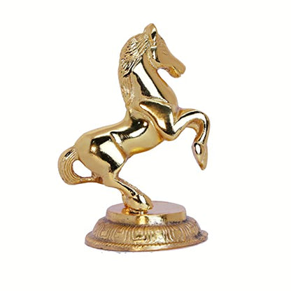 KridayKraft Golden Finish Jumping Horse Metal Statue for Wealth, Income and Bright Future & Feng Shui & Vastu (8.5 X 6.5 X 12 cm, Gold)