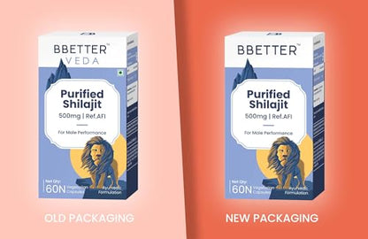 BBETTER Purified Shilajit 500mg - Approved by Dept of Ayush | Shilajit for Stamina, Strength and Vitality Support for Men (Pack of 2)