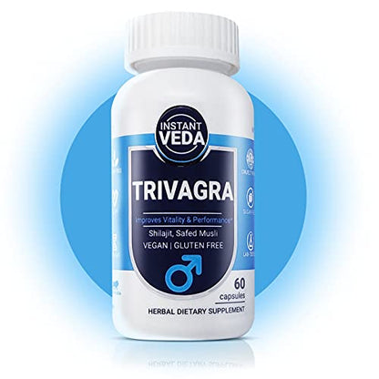 Instant Veda Trivagra Strength and Energy Capsules For Men With 20 Natural Herbs - 60 Capsules