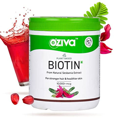 OZiva Plant Based Biotin 10000mcg+(with Amla to Support Hair Growth & Reduce Hairfall) for Men & Women