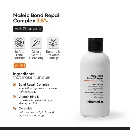Minimalist Maleic Bond Repair Complex 3.5% Hair Shampoo For Damaged & Frizzy Hair | With Ceramides & Coconut Oil | 250 ml