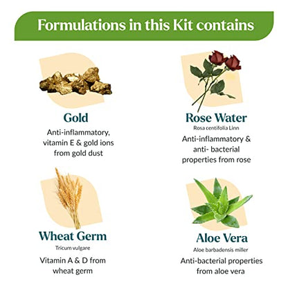 Kulsum's Kaya Kalp Herbals Gold Facial Kit, for Even Tone & Glowing Skin, All Skin Types, 15 g