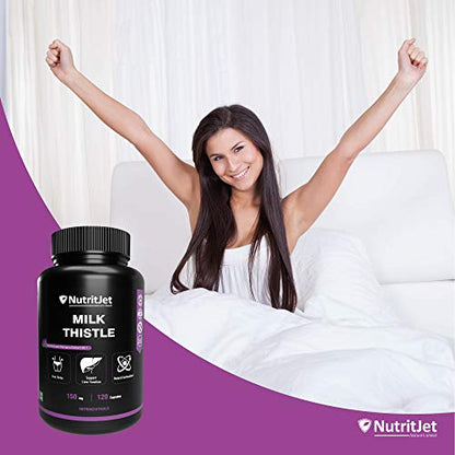 NutritJet Milk Thistle 30:1 - High Strength For Liver Health- Helps in Liver Detox - 120 Veg. Capsules