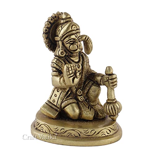 Collectible India Lord Hanuman Statue Religious Strength God Sculpture Figurine - Bajrangbali Murti for Puja Ghar (Size 7cm x 5cm)