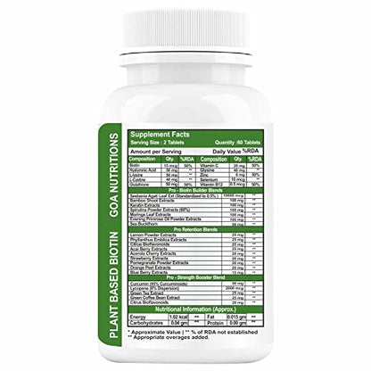 GOA NUTRITIONS Biotin Tablets For Hair Growth Supplements With 10000mcg Plant Based Powder, Vitamin r Fall For Women Men-60 Tablet (No Capsules Pack1)