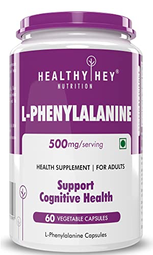 HealthyHey Nutrition L-Phenylalanine 1000mg 60 Vegetarian Capsules - Vegan - Gluten Free - Non GMO