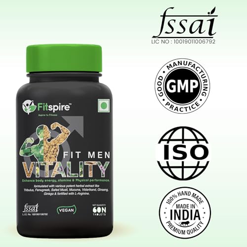 Fitspire Vitalityy gokshura ashwagandha safed musli powder tablets| kaunch beej gokshura extract| fenugreek| manage overall health 60 Tablet