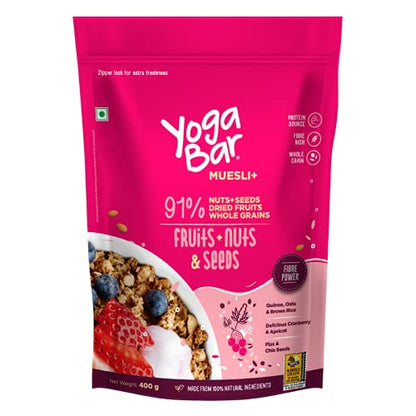 Yogabar Peanut Butter Fruits n Nuts Muesli Combo | Pure Peanut Butter | Fruits n Nuts Muesli