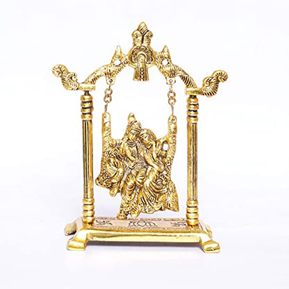 Radha Krishna on Swing jhula Metal Statue Gold Plated Decor Your Home,Office & Radha Krishna Murti,Showpiece