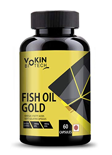 Vokin Biotech Omega 3 Fish Oil (550mg EPA and 350mg DHA), 60 Softgel Capsules