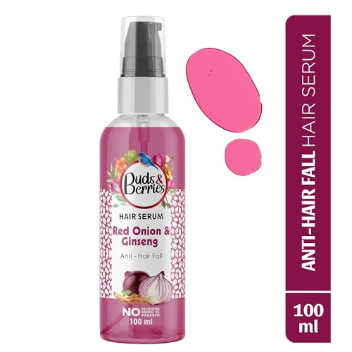 Buds & Berries Red Onion and Ginseng Anti-Hairfall Hair Serum | Reduces Split Ends and Conditions Ha | 100ml | No Paraben, No Silicone, No Mineral Oil