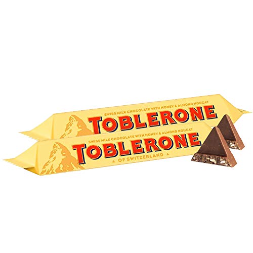 Toblerone Swiss Milk Chocolate with Honey and Almond Nougat Pack of 2 Pouch, 2 x 50 g