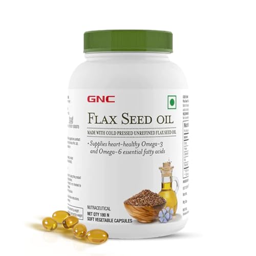 GNC Flax Seed Oil Vegetarian Omega 3s | 180 Capsules | Supports Good Memory | Protects Vision | Reliomfort | Cold-Pressed & Unrefined | USA Formulated