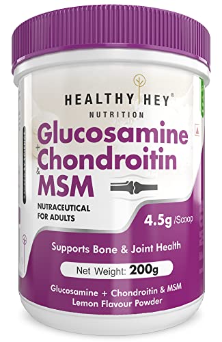 HealthyHey Nutrition Double Strength Glucosamine + Chondroitin & MSM Powder - Lemon Flavour - 200g