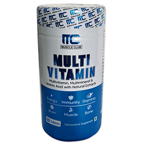 Muscle club Daily Multivitamin with 51 Ingredients and 6 Essential Blends for Men and Women 60 Multinseng Extract, Enhances Energy, Stamina & Immunity