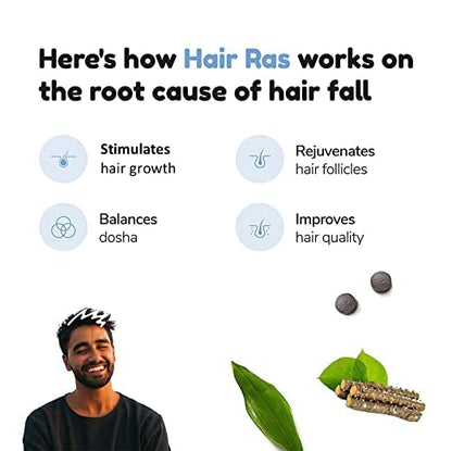 Traya Hair Ras Tablets for Women & Men, Ayurvedic Hair Vitamin Tablets Contains Ashwagandha, Bhringraj, Shatavari (120 Tablets)