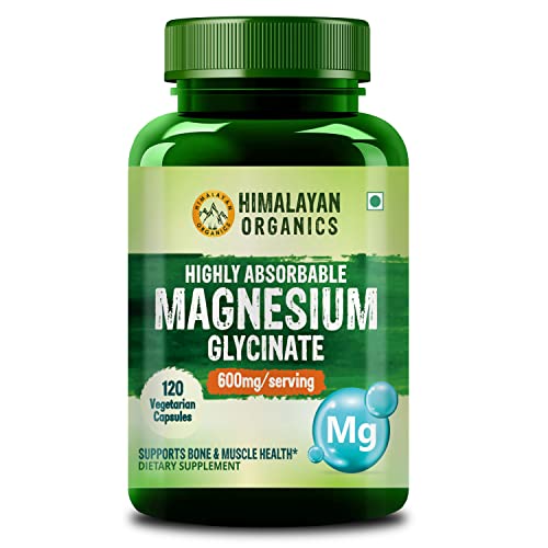 Himalayan Organics Highly Absorbable Magnesium Glycinate | Support Overall Nerve And Muscle Health - 120 Vegetable Capsules