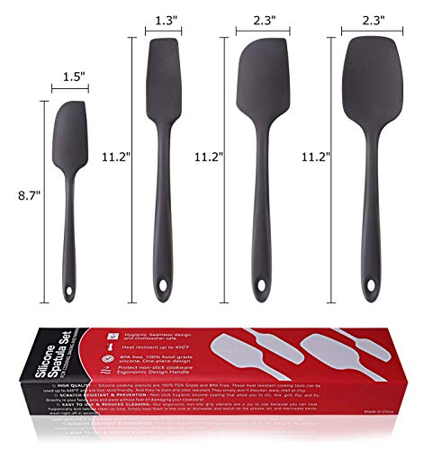 Professional Grade 4-Piece Silicone Spatula Set - 315C Heat Resistant Non Stick Spatulas - Best Spoonula, Large Spatula, Small Spatula