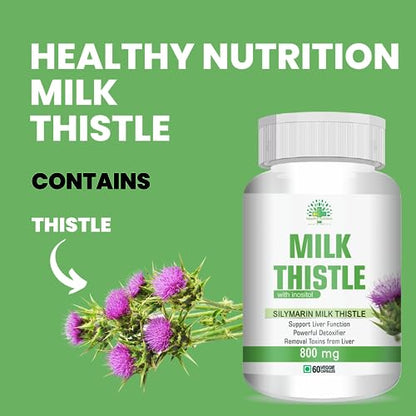 Healthy Nutrition Milk Thistle - Liver Support Supplement for Men & Women Veg (60 Capsules)