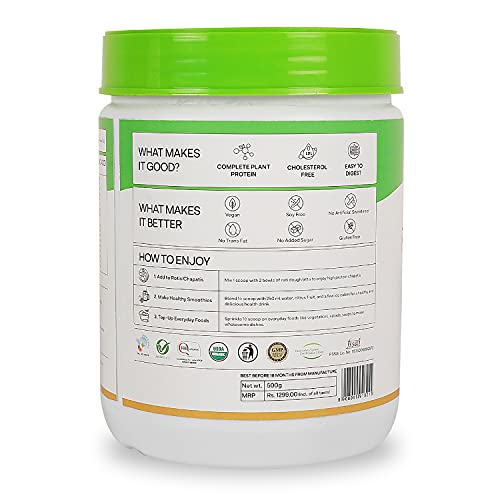 OZiva Organic Plant Protein, 500g, for Men & Women | Complete Unflavoured Vegan Plant Protein Shake for Everyday Fitness & Immunity