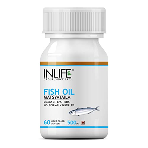 INLIFE Fish Oil Omega 3 EPA 180mg DHA 120mg for Men Women 500mg - 60 Liquid Filled Capsules