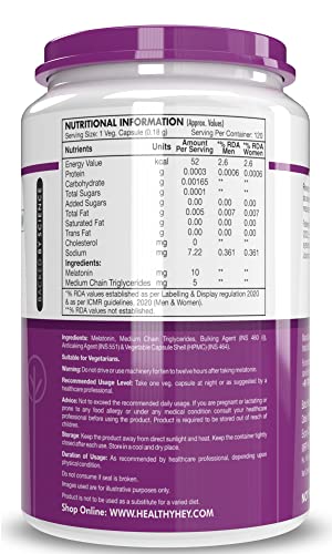 HealthyHey Nutrition Melatonin 10mg, 120 vegetable capsules - (10mg)