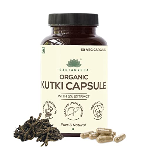 SAPTAMVEDA Natura Kutki 120 Veg Capsules (60 * 2) (Pack of 2), 500 MG Each with Extract - Liver Support & Detox (Pack of 2)