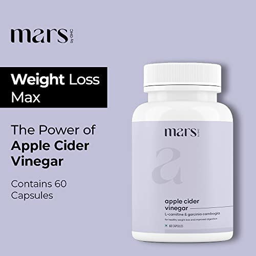 mars by GHC Weight Loss Max - 100% Vegan, 60 Capsules (Pack of 2) | Apple Cider Vinegar, Boosts Weign Tea Extract, L-Carnitine & Guggul Plant Extracts